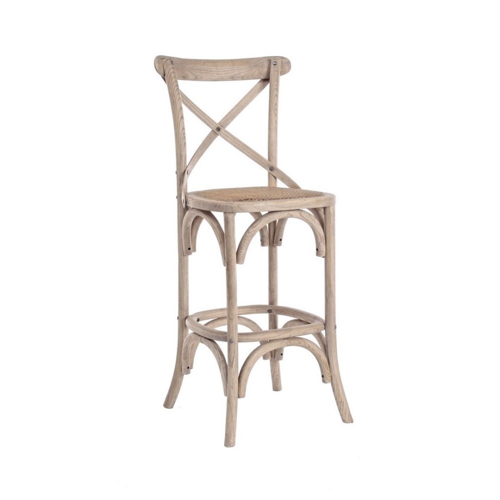Sgabello bar grigio in legno stile naturale - 50x52x118 cm