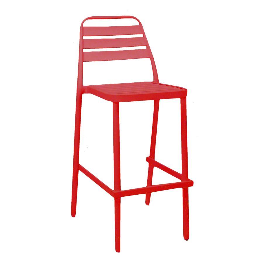 Sgabello bar in alluminio rosso Las Vegas - Dimensioni: 42x55x77 cm