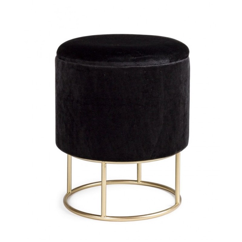 Sgabello con struttura metallo oro contenitore nero