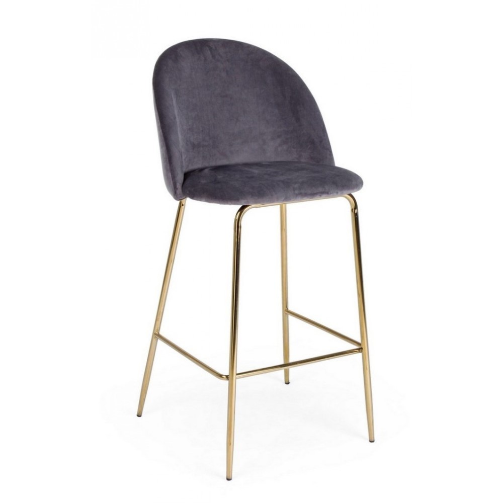 Sgabello design contemporaneo Bar Carry velluto grigio scuro - Misure: 51x55x105 cm