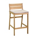 Sgabello in legno con cuscini per giardino 44x53x64/85 cm