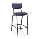 Sgabello vintage da bar in simipelle Blu 44x51x100 cm