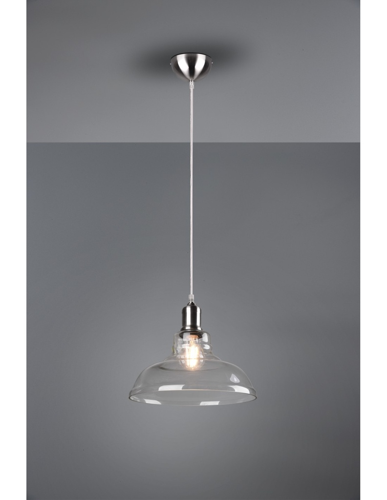Sospensione 1x E27 Aldo Nichel Vetro Trasparente Ø28 cm Trio Lighting