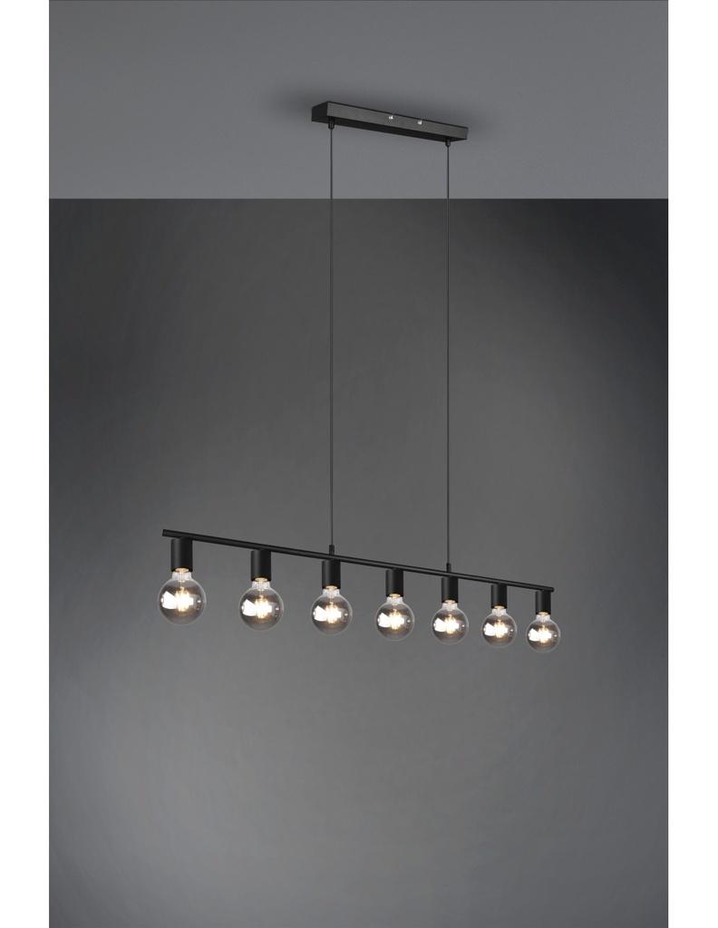 Sospensione 7xE27 Vannes Nero L110 cm Trio Lighting