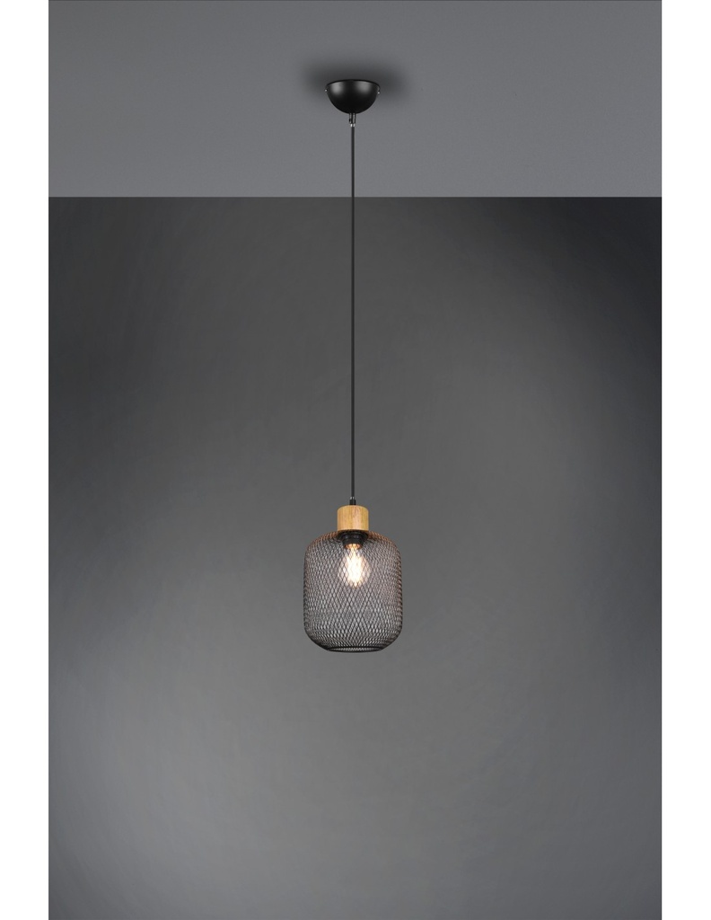 Sospensione Calimero con Rete Metallica Nero Ø18 cm