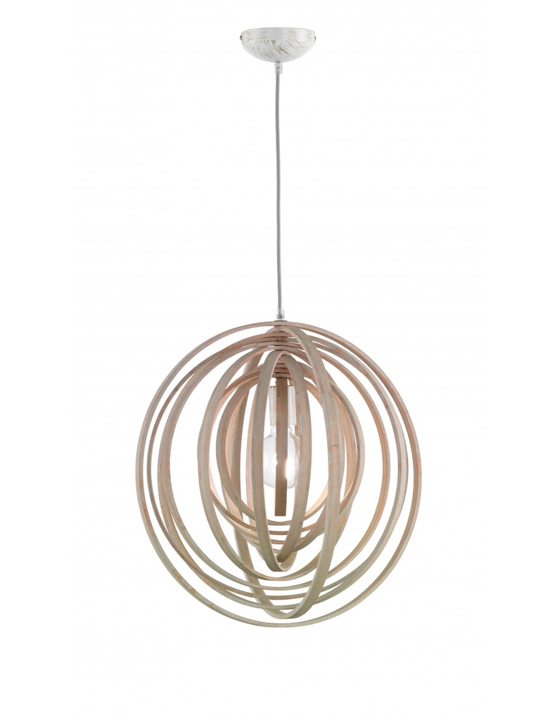 Lampada a Sospensione Cerchi Rotanti in Legno Chiaro