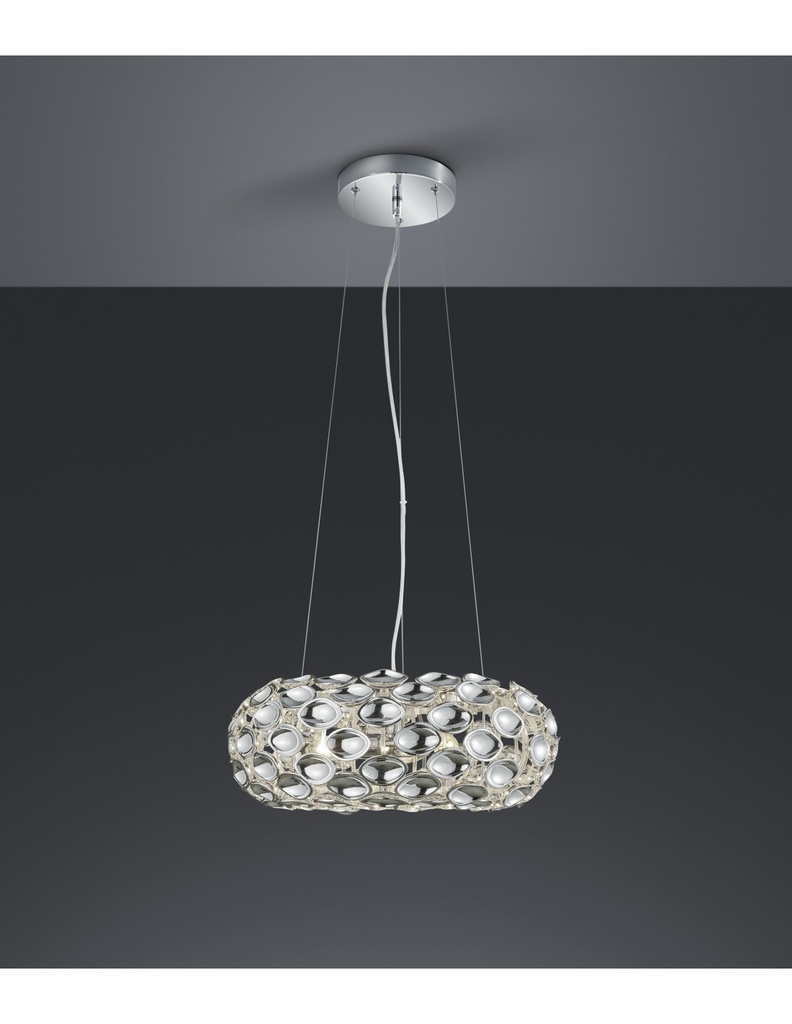 Sospensione Cucchiaio Rotonda Spoon 3xE14 Cromo Ø47 cm Trio Lighting