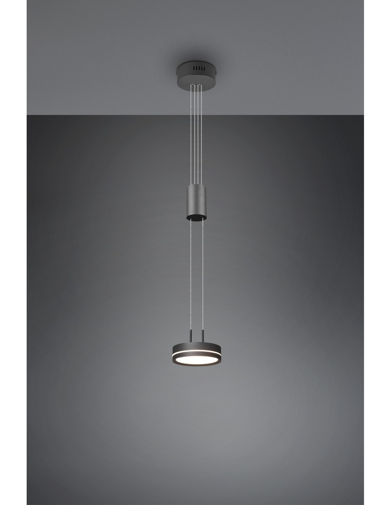 Lampada a Sospensione Disco Pendente LED Integrato Antracite