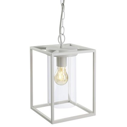 Sospensione in alluminio bianco con diffusori trasparenti