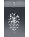 Lampada Sospensione 7 Luci Minsk Cromo con Gocce Cristallo