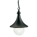 Sospensione Grande E27 Lampada Nero - Design in Alluminio Pressofuso e Diffusore Trasparente