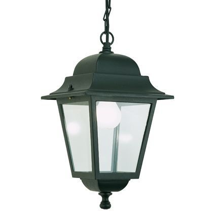 Sospensione Grande E27 Linea Quadrata Nero - Lampada in Alluminio Pressofuso con Diffusori in Vetro Trasparente