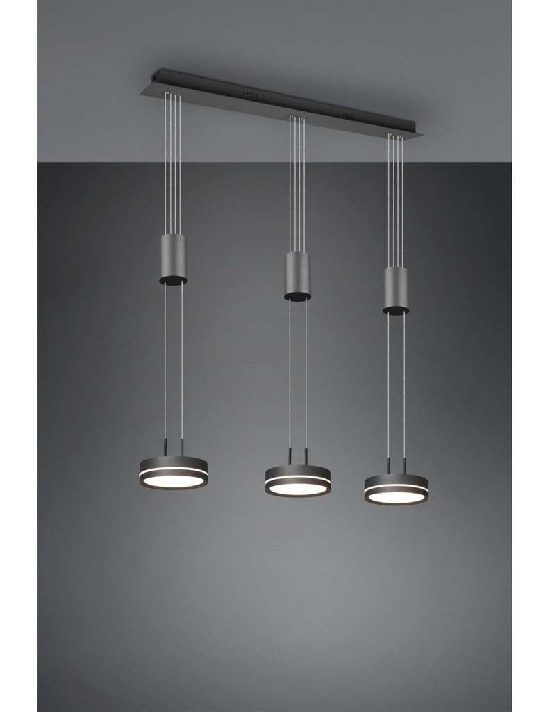 Sospensione Isola Cucina 3 Dischi Led Antracite Moderno