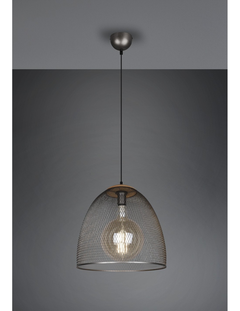 Sospensione con Diffusore a Parabola e Rete Ø40 cm in Nichel Antico