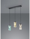 Sospensione Moderna Swirl 3xE27 Nero E Vetri Multicolor L60 cm Trio Lighting