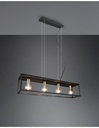 Lampadario a Sospensione 4 Luci Cornice Metallo Nero