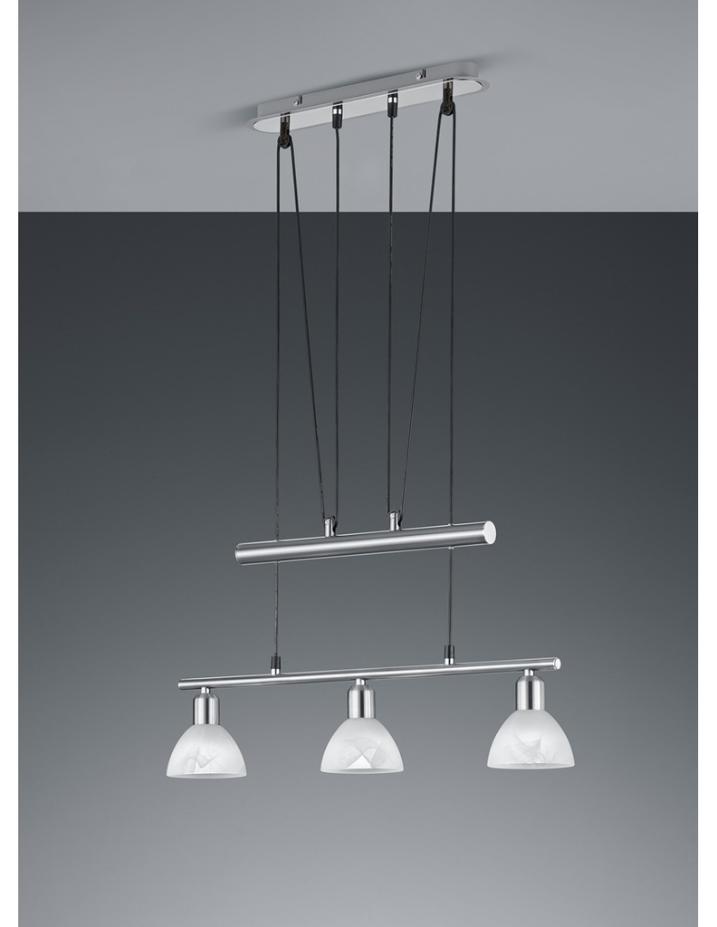 Lampada Sospensione 3 Luci Bilanciere Nichel Opaco