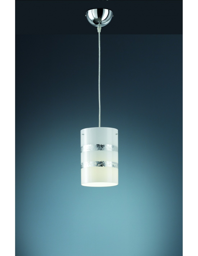 Lampada Sospensione Vetro Decoro Foglia Argento Nikosia