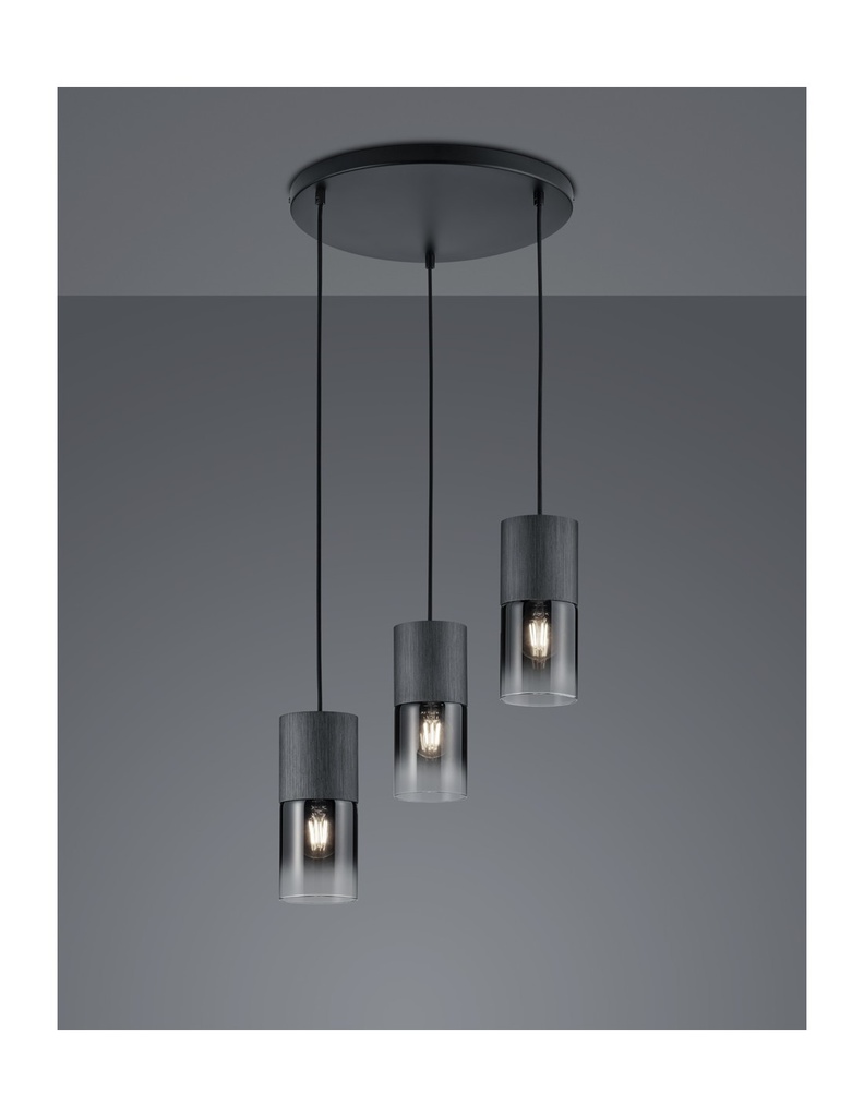 Sospensione Vintage 3 x E27 Metallo Nero