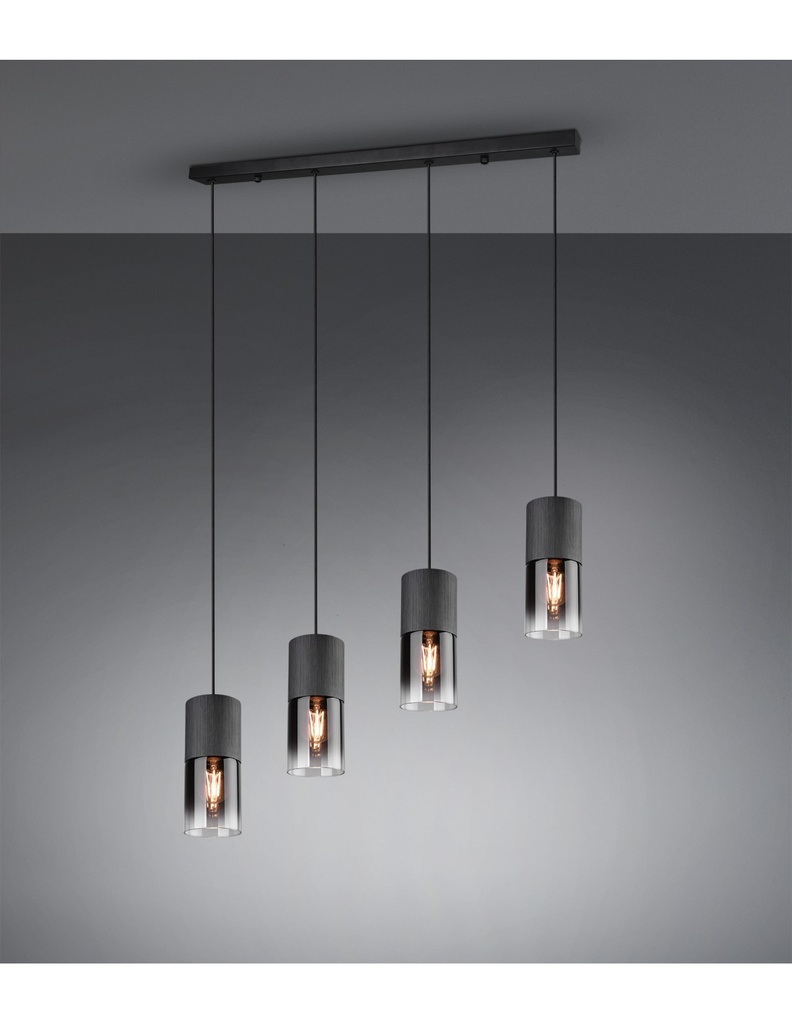 Sospensione Vintage 4 x E27 Metallo Nero