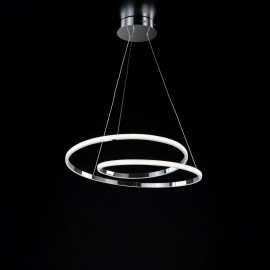 Lampadario sospensione metallo alluminio Cromo Lucido con LED integrato 60x h 150 cm