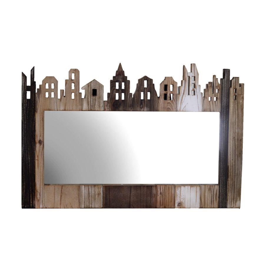 Specchio Legno Naturale Casette 78,5x51,5x2,5 cm