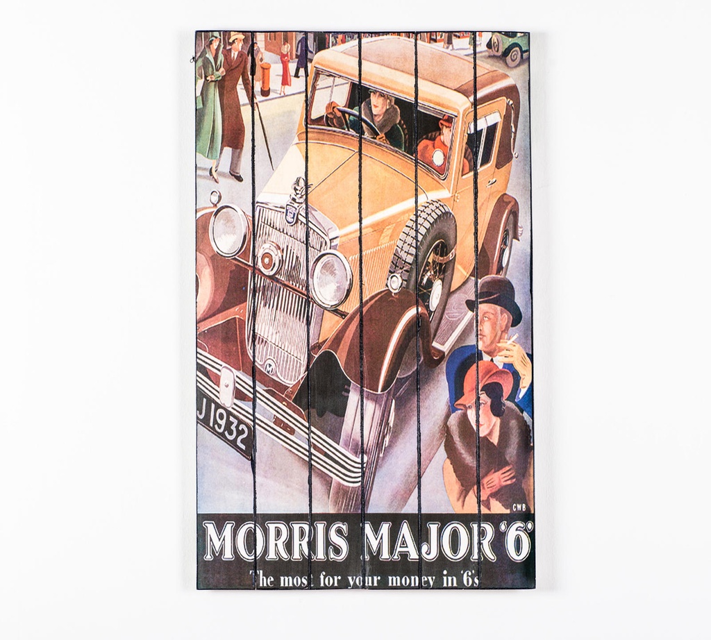 Stampa su legno multicolor con tela di carta, dimensioni 3x60x100 cm