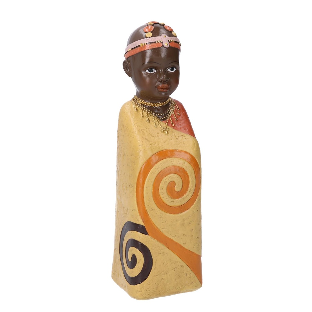 Statua Ceramica Bimbo Africa Giallo 8x8x26,5 cm