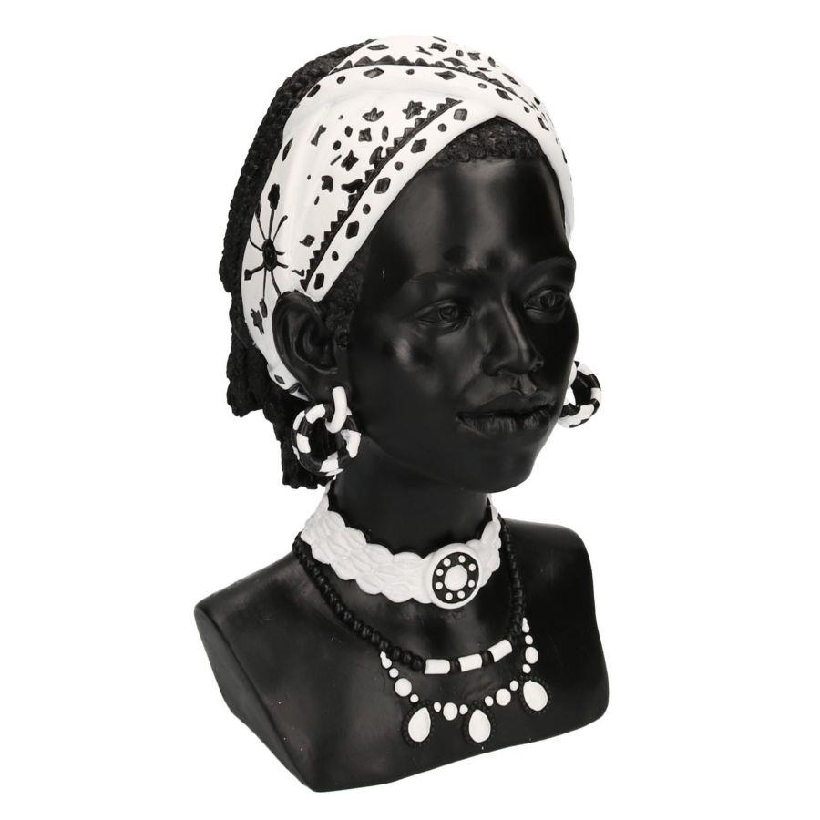 Statua resina busto donna africana 18x20x30 cm
