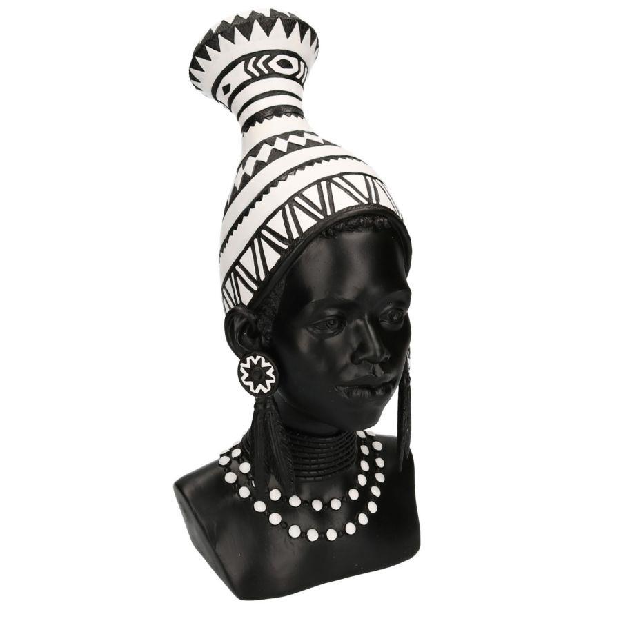 Statua resina busto donna africana 23x16x39 cm