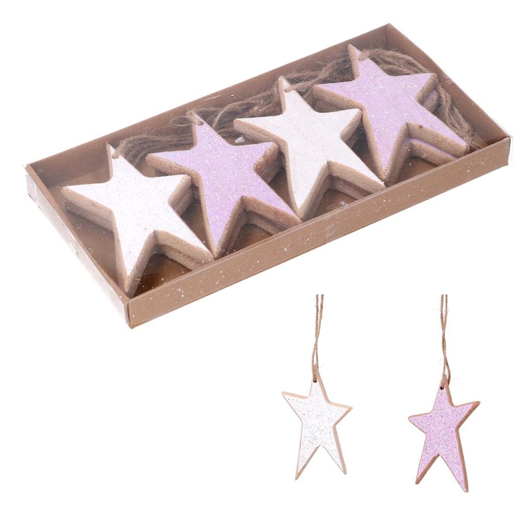 Stella legno rosa confezione da 8 cm21,5x10,5x2,2