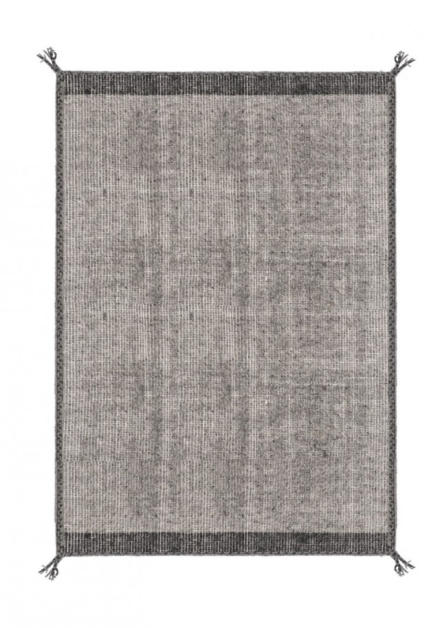 Tappeto Chathu Grigio 140x200 - Lana e Cotone, 2.450 gr/m2