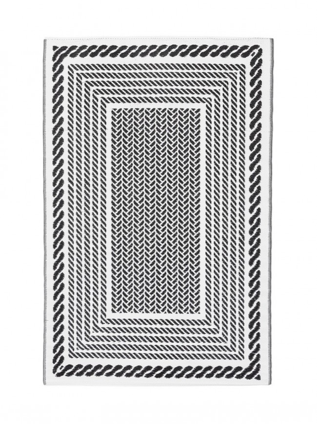 Tappeto Bianco-Nero Kashan 150x210 - Artigianale con Disegni Reversibili