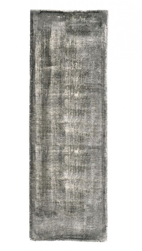 Tappeto Rashmi Grigio 80x250 - Fronte in Viscosa, Retro in Cotone