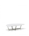 Tavolino elegante in MDF, bianco e grigio cromo, 140x80x32