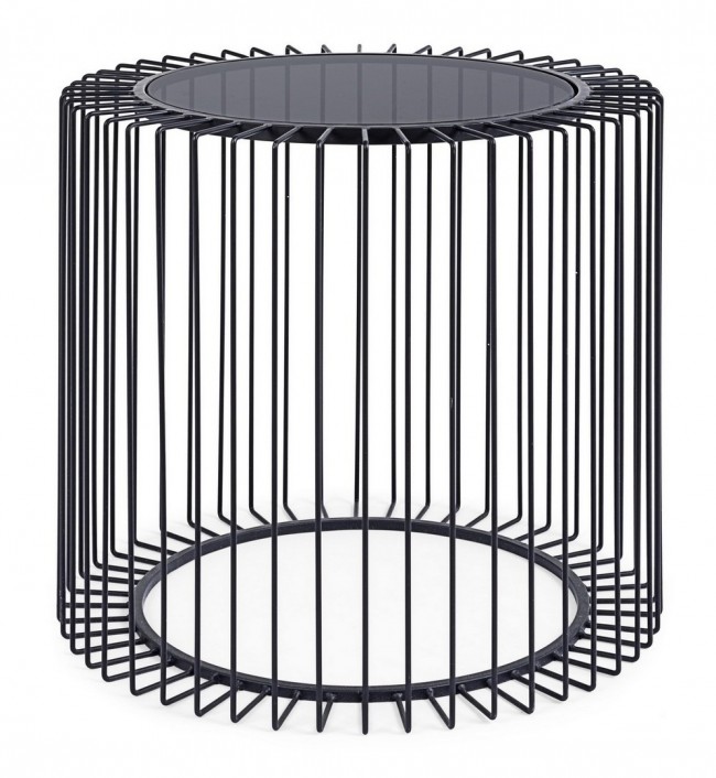 Tavolino Kieran D50 in Acciaio Verniciato a Polvere Epossidica e Piano in Vetro Temperato