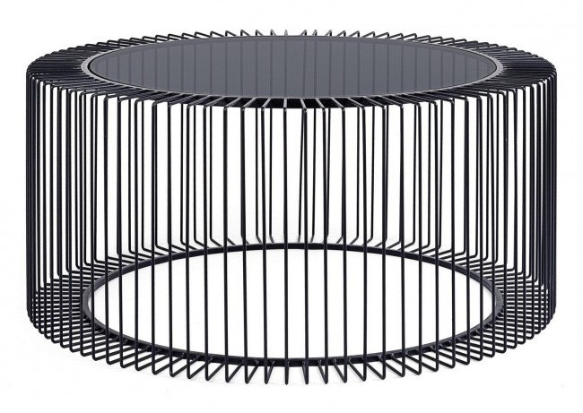 Tavolino Kieran D80 in Acciaio Verniciato a Polvere Epossidica e Piano in Vetro Temperato