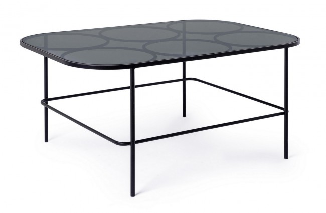 Tavolino elegante Morissa 91X61 in acciaio verniciato a polvere e vetro temperato