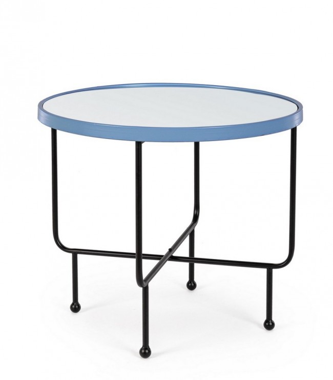Tavolino in vetro con specchio, diametro 58,5 cm, altezza 51 cm