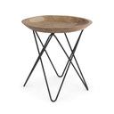 Tavolino in legno e acciaio stile industriale cm Ø50x50h cm