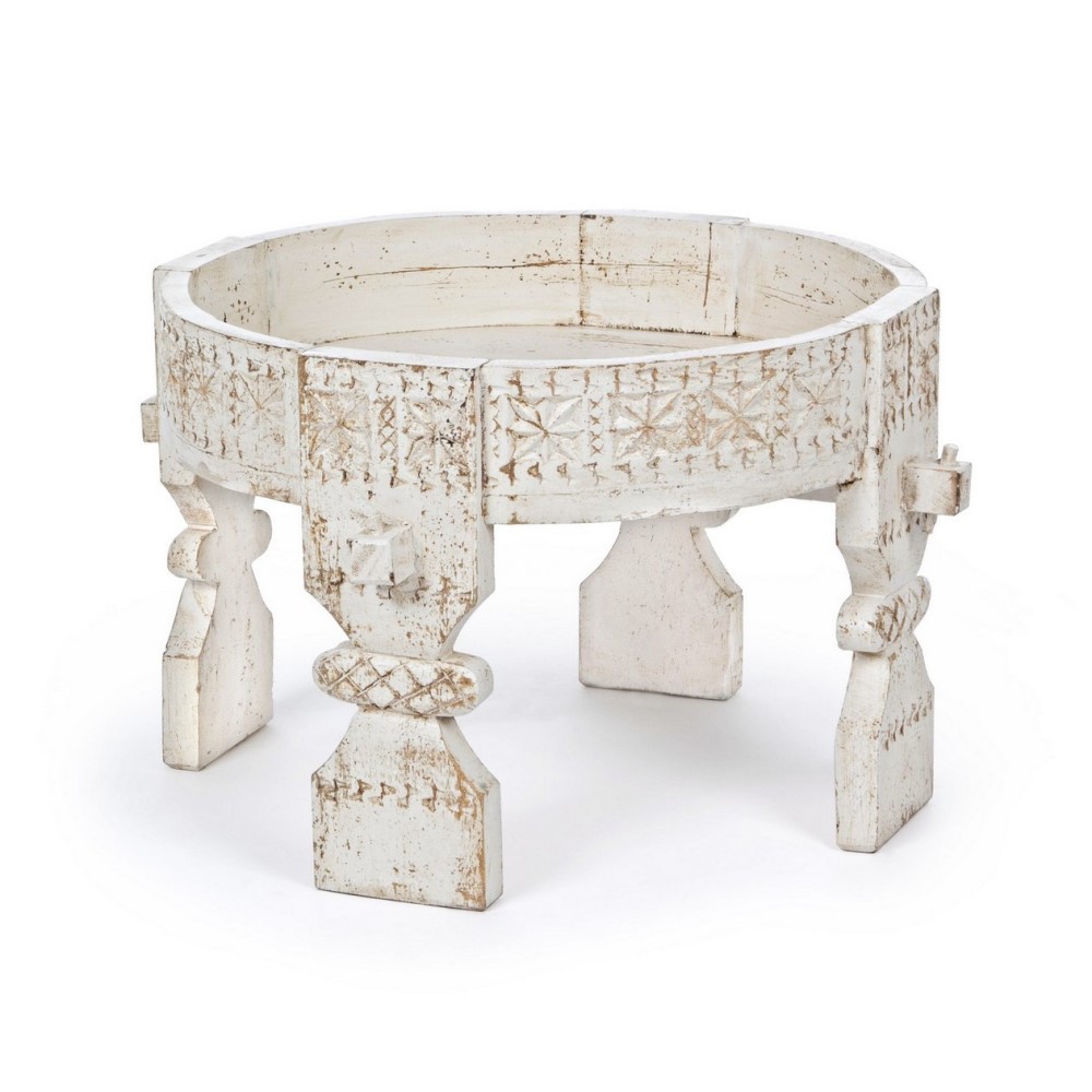 Tavolino in legno stile fusion Ø50a - 35h