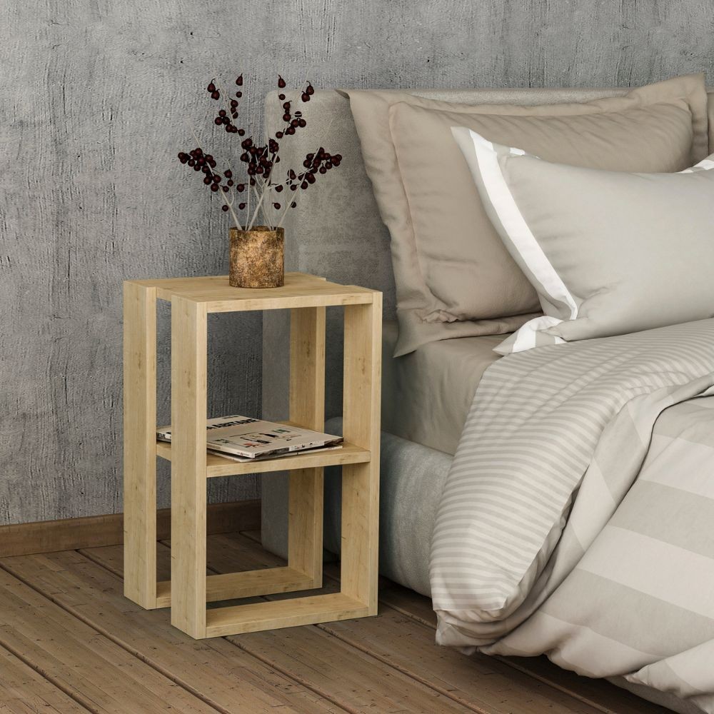 Tavolino comodino Lonie rovere 55x30x34 cm