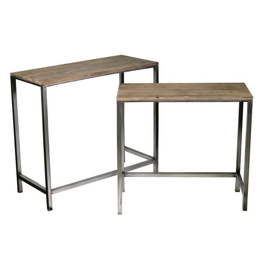 Tavolino Consolle Rettangolare Metallo Legno 39x88,5x80 cm