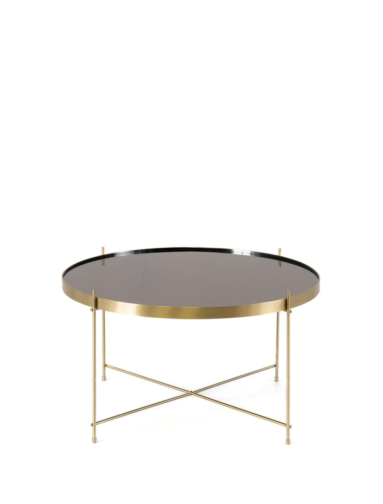 Tavolino sofisticato in vetro temperato e metallo, 70x70x40