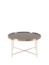 Tavolino sofisticato in vetro temperato e metallo, 70x70x40
