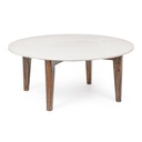 Tavolino in legno e marmo stile vintage cm Ø75x32h