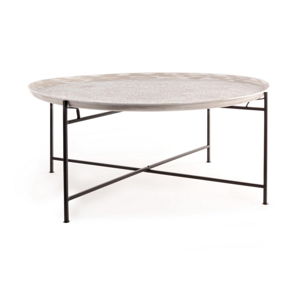 Tavolino in metallo stile fusion ø100 cm x 45 cm
