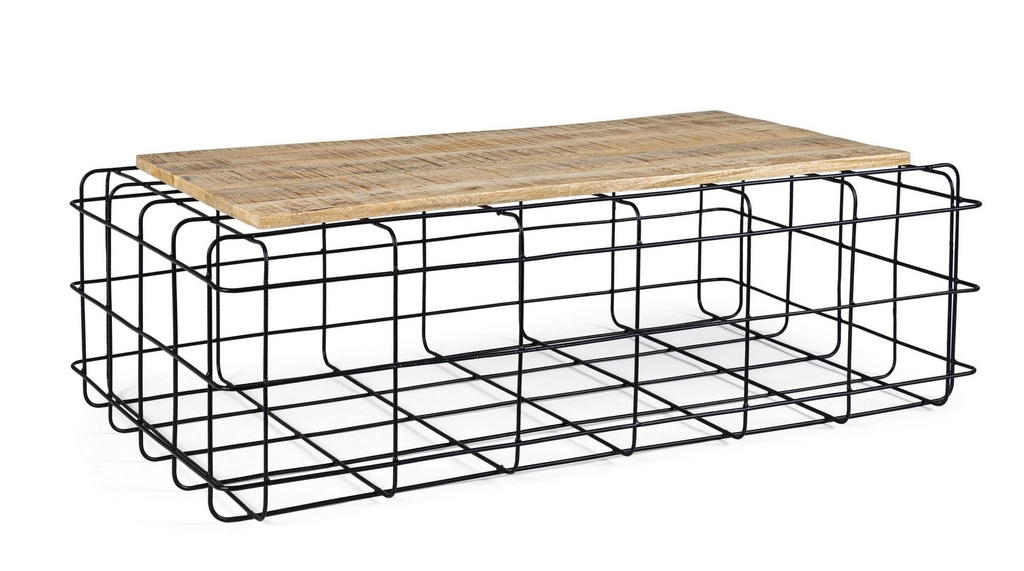 Tavolino rettangolare in metallo e legno Trellis - 110x65x35 cm