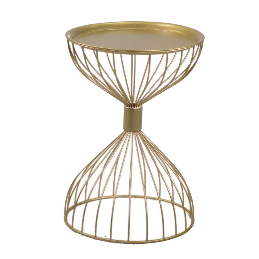 Tavolino Oro a Forma di Clessidra, Ø44x62 cm