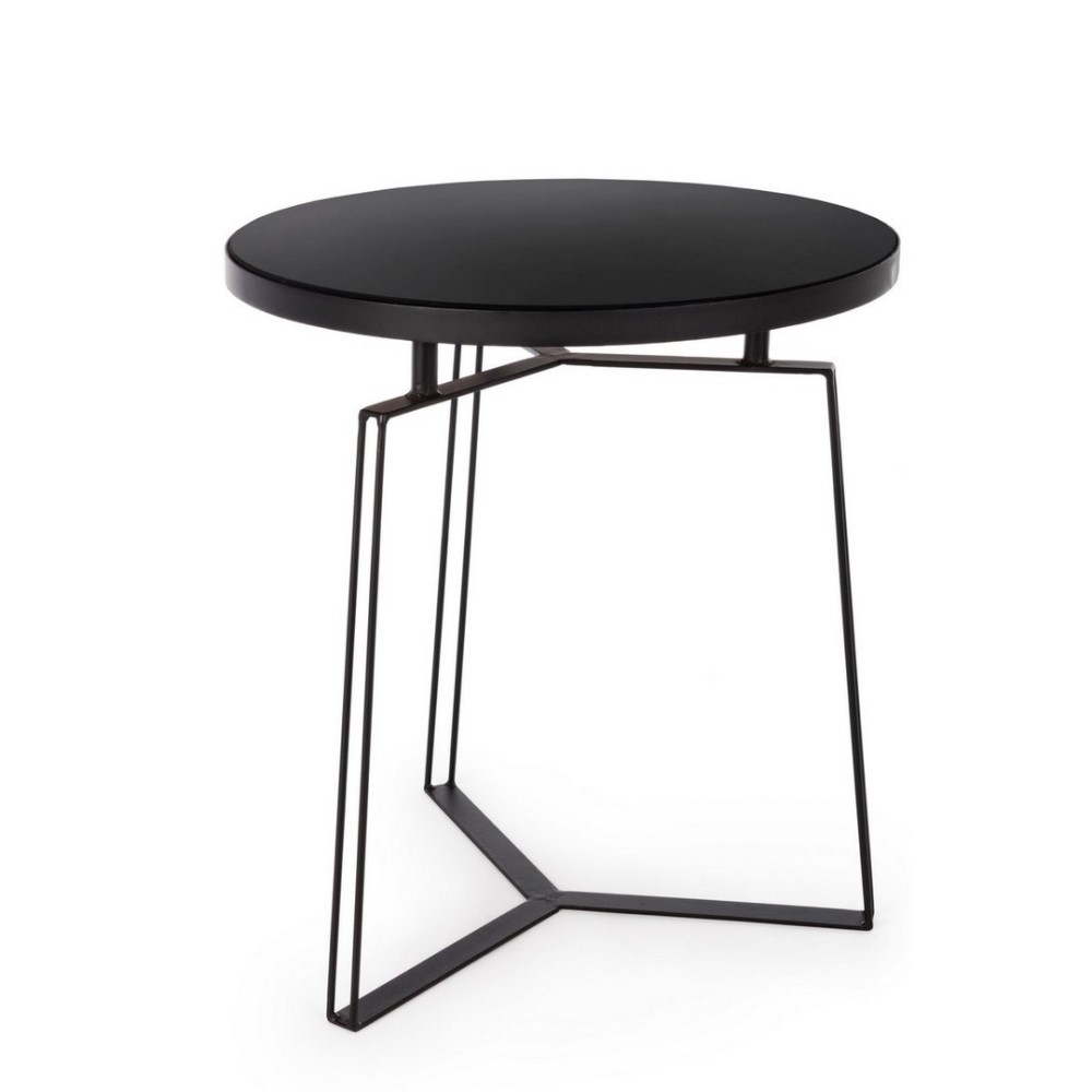Tavolino in metallo design nero 50x55 cm